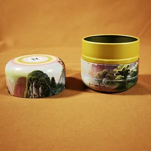 Boîte à thé en étain 50g, petite boîte ronde sans couture, caddie à thé étanche personnalisé