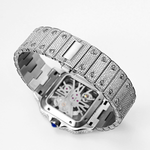 Orologio di Lusso Moissanite con Diamanti per Uomo, Stile Hip Hop, Vetro Zaffiro, Movimento al Quarzo Ronda, Impermeabile, con Diamanti Incastonati a Mano - Product Image 3