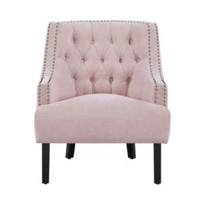 DB 1pc chaise d'appoint en bois massif Design traditionnel moderne tapisserie d'ameublement en Chenille rose à boutons pour bureau à domicile matériau métallique - Product Image 4