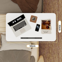 Bureau d'ordinateur réglable en hauteur, table de chevet multi-niveaux avec rangement, bureau mobile pour ordinateur portable avec roulettes
