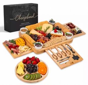 Planche à découper en bambou pour <span class=keywords><strong>fromage</strong></span> Ensemble d'outils en bois écologique Tiroir Vin Apéritif <span class=keywords><strong>Plateau</strong></span> Assiette à <span class=keywords><strong>fromage</strong></span> Ensemble cadeau pour aliments cuits Fruits - Product Image 1