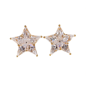 Orecchini a Perno Stella Dorata con Cristalli e Strass, Placcati in Oro 18K, Gioielli Unisex Minimalisti per Uso Quotidiano - Product Image 1