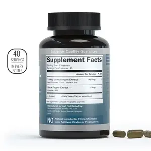 Capsule de champignon de suppléments à base de plantes de santé immunitaire de marque privée OEM Capsules de poudre de champignon de queue de dinde biologique - Product Image 2