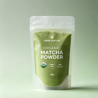 Sacs en Mylar givrés personnalisés de qualité alimentaire, semi-transparents, avec fermeture éclair, pour emballages de poudre de matcha