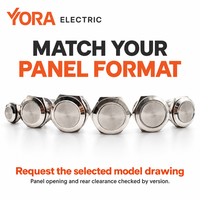 Saklar Tombol Tekan Logam Stainless Steel YORA YLMC, Saklar Taktil Momentary, Saklar Tombol Tekan On/Off untuk Panel Saklar Kontrol