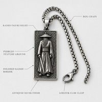 Collier pendentif portrait unisexe vintage punk hip-hop en acier inoxydable avec chaîne maille forçat - Cadeau pour occasions festives