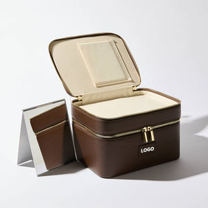 ズボンMaquillage Saffianoテクスチャ化粧バッグ旅行トイレタリーオーガナイザー防水ジッパー大容量メイクポーチ - Product Image 5