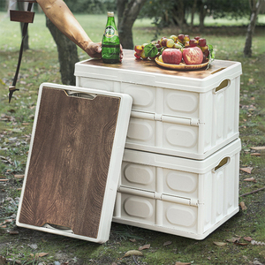 30L 55L Hot Selling Car Trunk Eco Plastic Collapsible Stackable Large Size Folding Crate Storage Bins Box Container With Cover
