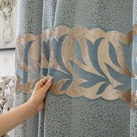 Rideaux bleus jacquard modernes haut de gamme avec design creux pour Amazon fini en gros pour chambre et salon