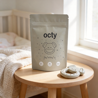 Sachet refermable à fond plat personnalisé en Mylar mat avec fermeture éclair pour jouet de dentition bébé en silicone sans BPA, emballage de vente au détail pour produits pour enfants