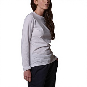 Women's 100% Cotton <b>T</b>-<b>Shirt</b> Customizable OEM Logo Label with Loose <b>Fit</b> Casual Style <b>Long</b> Sleeves for Spring & Autumn Topwear - Product Image 5