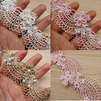 Vente d'usine diverses perles de Tulle largement utilisées bordure de coupe en dentelle tissu fait main manque broderie garniture en dentelle chimique