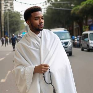 Yibaoli Hot-Selling Men's <b>White</b> Polyester Ihram Hajj and Umrah <b>Set</b> <b>2</b>-<b>Piece</b> Anti-Static Breathable Suit - Product Image 6