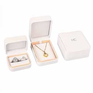 Classic Jewelry Set <b>Box</b> Luxury Leatherette Flip Top Jewelry Gift <b>Box</b> EVA Insert Debossing Custom Logo OEM Accepted - Product Image 2