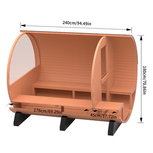 Sala <span class=keywords><strong>de</strong></span> vapor con forma <span class=keywords><strong>de</strong></span> barril encantadora para exteriores con ventana <span class=keywords><strong>de</strong></span> visualización <span class=keywords><strong>de</strong></span> vidrio semicircular, <span class=keywords><strong>familia</strong></span>, varias personas usan Sauna <span class=keywords><strong>de</strong></span> barril <span class=keywords><strong>de</strong></span> cedro - Product Image 6