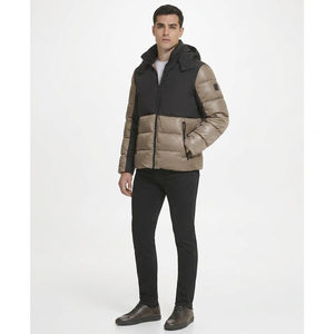 Wholesale Custom Logo Canvas Stand Collar Front Logo Men's Winter Puffer Jacket Breathable Quick Dry Outdoor Padded - Product Image 1