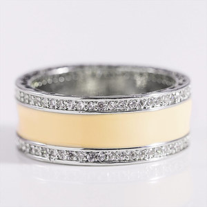 Anelli Romantici in Acciaio Inossidabile con Gemme e Zirconi, Placcatura in Rodio e Oro, Gioielli da Matrimonio Certificati IGI - Product Image 2