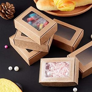 Rectangle Kraft Paper Boxes with Clear <b>Window</b> for Wedding Party Favor Treats, Mother's Day Gift, Bakery and Jewelry Package - Product Image 6