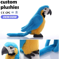 Jouet en peluche réaliste multicolore (vert, rouge, bleu) en forme de perroquet ara, super doux, pour enfants, 9,8 pouces