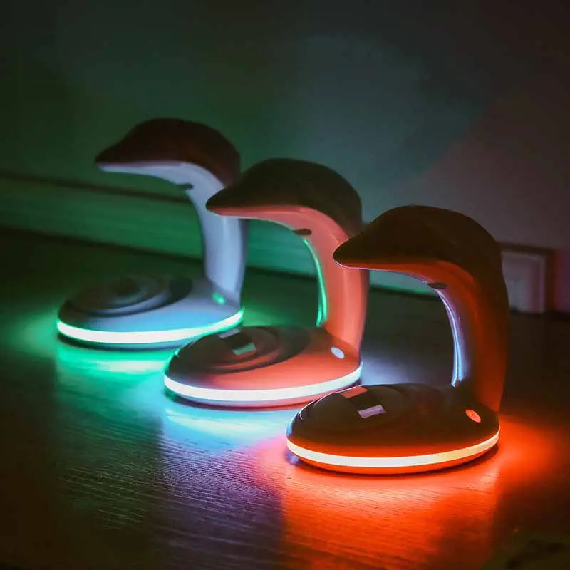 New USB Rechargeable Kids Night Light Plug-DolphinでRainbow Projection Lamp Led Small Night Light