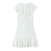Robe d'été mini à col en V à motif uni pour femmes, couleur blanche, dentelle sur le devant, sans manches, robes décontractées à la mode pour femmes, sur mesure