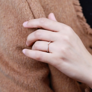 Anillo de Compromiso Vintage de Oro Rosa de 18K con Diamantes Naturales de Media Eternidad, Chapado en Rodio, para Uso Diario y Fiestas, Venta Caliente - Product Image 2