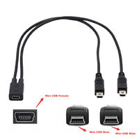 Kabel Splitter Mini USB 2.0 Female ke Dual Mini USB 5Pin Male Berpelindung 30cm untuk Pengisian Daya Perangkat Ganda & Printer