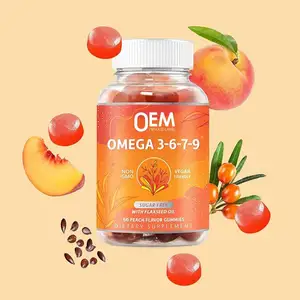 Private Label Omega 3 6 7 9 DHA Gommes à l'huile de poisson Gommes à mâcher pour soutenir les articulations du cerveau Vitamines immunitaires Gommes à mâcher Omega 3 pour enfants
