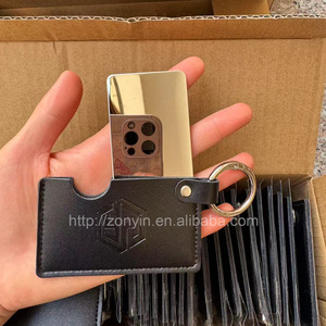 Zonyin Small <strong>White</strong> <strong>Rectangle</strong> Pu Leather Keychain <strong>Mirror</strong> Custom Private Logo Portable Travel Makeup Hand Pocket <strong>Mirror</strong> for Bag - Product Image 4