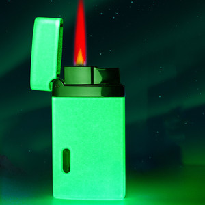 Unique Luminous Novelty Cigarette Lighter Glow in the Dark Custom Lighters  Logo Red Jet Flame Cigar Butane Lighter Refillable