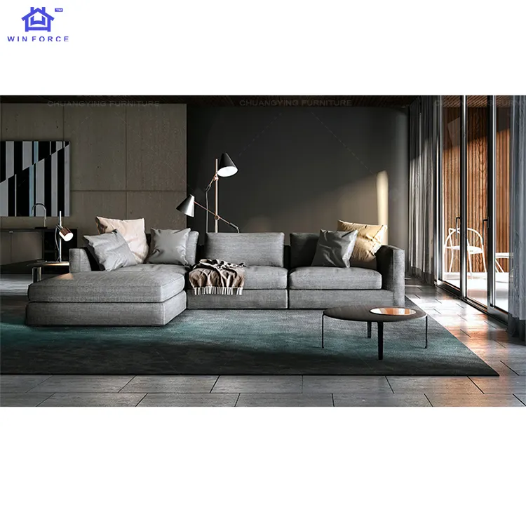 Скандинавская мебель для гостиной, горячая Распродажа, серый Роскошный велюровый L-образный тканевый диван Poltrona