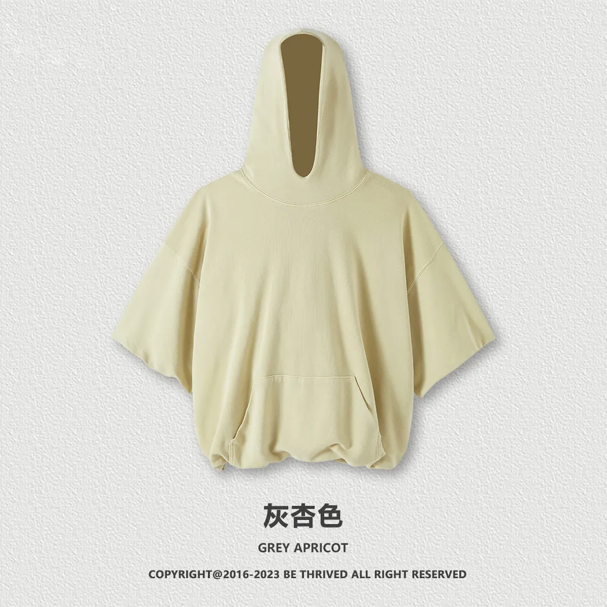 2023 heavy weight 450G washed double hooded short sleeve t-shirt vintage oversized retro men hoodie custom logo
