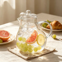 Carafe à eau froide en verre 51 oz, forme sphérique avec couvercle - Carafe à jus en borosilicate haute résistance à la chaleur pour fêtes et maison