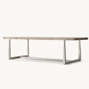 RH Couture-Table de salle à manger en T, base en laiton massif coulé à la cire perdue avec finition patinée, dessus en chêne brossé à la main pour intérieurs de luxe - Product Image 5