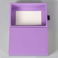 Boîte d'emballage de luxe violette avec tiroir, logo personnalisé, boîte cadeau en carton premium pour cosmétiques et masques de nuit en soie