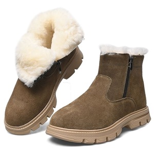 Men's Winter Snow <b>Boots</b> Extra Thick Wool Lined Mid Heel Warm Outdoor Shoes Solid Color Front <b>Laces</b> - Product Image 4