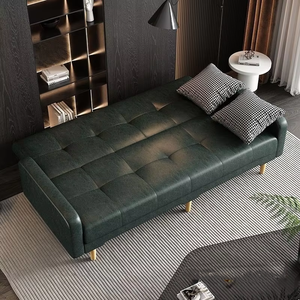 Canapé-lit pliable en cuir à double usage pour balcon, petit appartement, salon, multifonctionnel pour salon de beauté, bureau, style décontracté - Product Image 3