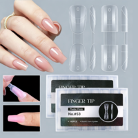 Formes à ongles doubles personnalisées 140 pièces, courtes, double face, carrées et ovales, en plastique transparent avec ligne graduée