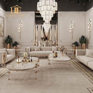 طقم كنب بتصميم إيطالي فاخر وخفيف 1+2+3 من قماش المخمل بأرجل أكريليك عالية الجودة، أثاث لغرفة المعيشة - Product Image 4