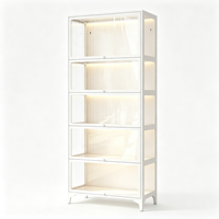 Vitrine Moderne Multi-Niveaux en Verre Transparent, Meuble de Rangement en Acier pour Jouets, Design Modulaire Gain de Place pour Appartement et Salon