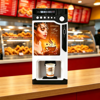 Distributeur automatique de café instantané commercial à 3 saveurs avec monnayeur pour gare