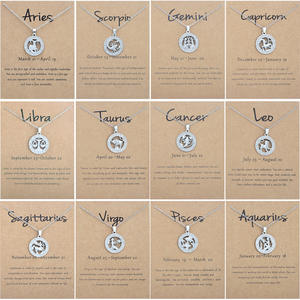 Collar de Moda con Colgante de Horóscopo en Forma de Moneda Chapado en Oro y Plata, Amuleto de Horóscopo para Mujer, Collar con los 12 Signos del Zodiaco - Product Image 4