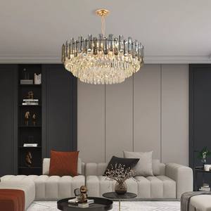 Lustre en cristal personnalisé de 75 cm de diamètre, changeant de 3 couleurs, avec impression de logo, prix d'usine, lampe suspendue - Product Image 3