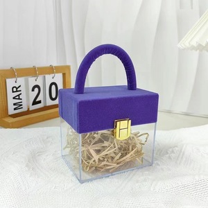 婚礼麂皮手柄透明亚克力手工礼品袋，适用于香水、眼霜和面霜，乙烯基手提盒包装 - Product Image 4