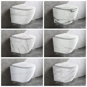 Inodoro de Cerámica Multicolor, Montado en la Pared, Estilo Rústico, Inodoro de Porcelana Suspendido en la Pared para Baño - Product Image 4