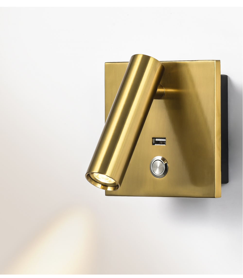 2021 Luxury Indoor Wall Mount Decorative Beside Reading Light With Usb Port Led Wall Lamp For Hotel Bedroom