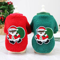 Pull pour chien de Noël en polaire rouge et vert avec motifs Père Noël, sapin de Noël et bois de renne, chaud pour l'hiver, cadeau de fête