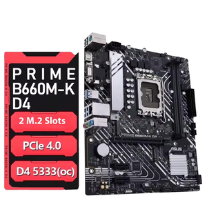 เมนบอร์ดเกมมิ่ง SUS Prime B660M-K D4 รุ่นใหม่ สำหรับเดสก์ท็อป ขนาด Micro-ATX รองรับ Intel DDR4 ฮาร์ดไดรฟ์ SATA คู่ รองรับซีพียู Intel เจนเนอเรชั่น 12 พร้อมการ์ดจอในตัว - Product Image 1
