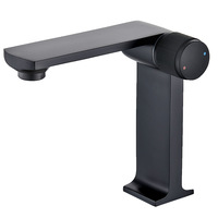 Robinet d'évier de luxe eau chaude et froide, style japonais, noir or robinet de salle de bains
