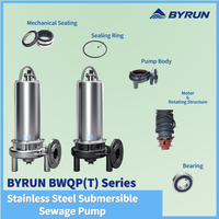Pompe submersible pour eaux usées en acier inoxydable BYRUN BWQP(T) avec accouplement, classe IP68 F, pour applications municipales, industrielles, hospitalières, bâtiments et hôtels